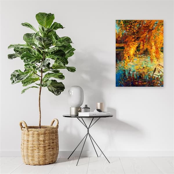 Bild på duk, Målad höst vid sjön - 40x60