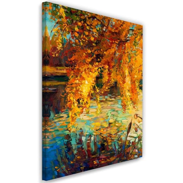Bild på duk, Målad höst vid sjön - 40x60