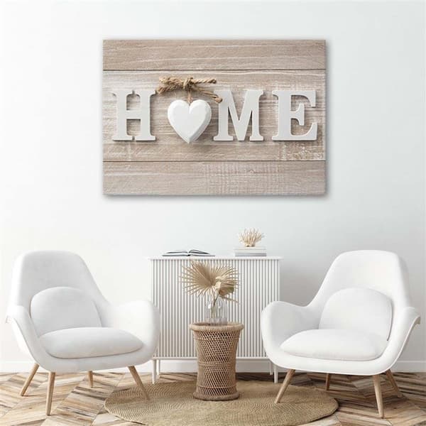 Kuva kankaalle, Home-kirjoitus vaaleilla sävyillä - 120x80