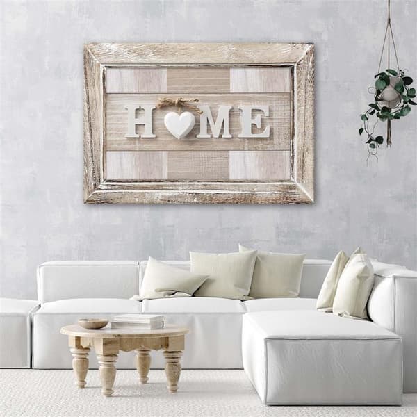 Bild, Inskription Hem i ljust trä med ram - 120x80