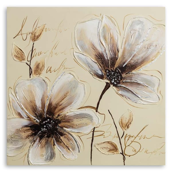 Billede på lærred, malede blomster - 30x30