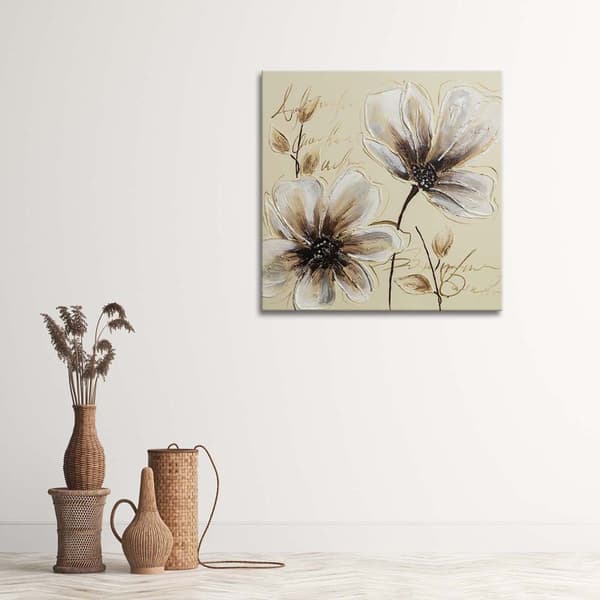 Billede på lærred, malede blomster - 30x30