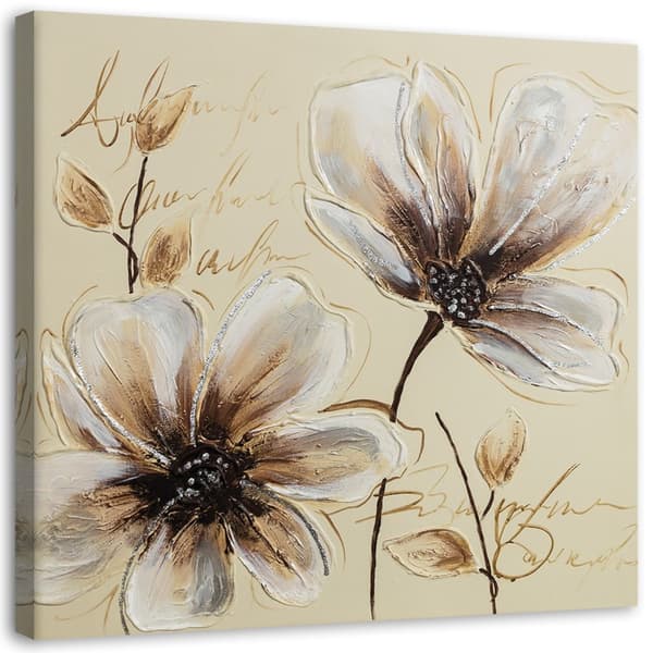 Billede på lærred, malede blomster - 30x30