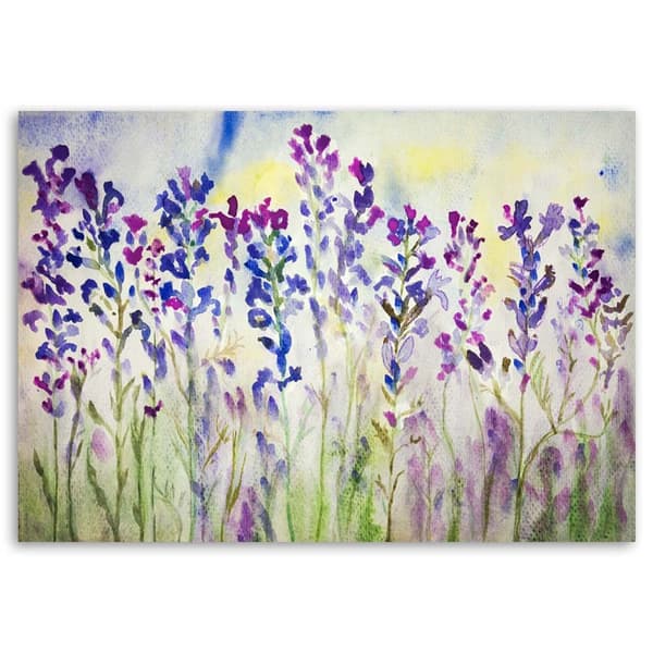Kuva kankaalle, violetit kukat niityllä - 60x40