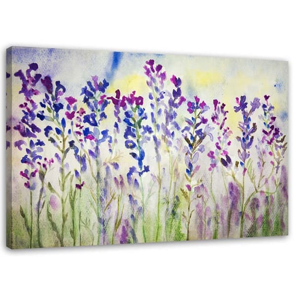 Kuva kankaalle, violetit kukat niityllä - 60x40