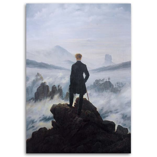 Kuva kankaalle, Vaeltaja sumumeren yllä - CD Friedrich-kopio - 40x60