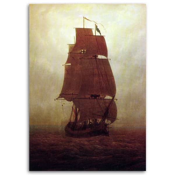 Billede på lærred, Sejlskib - CD Friedrich reproduktion - 70x100