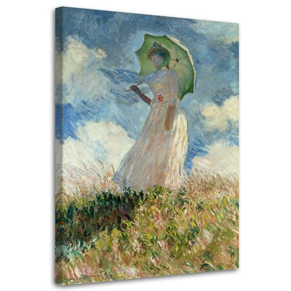 Maleri på lærred, kvinde med en paraply drejet til venstre - C. Monet reproduktion - 40x60