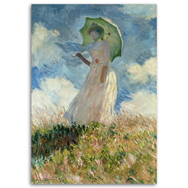 Maleri på lærred, kvinde med en paraply drejet til venstre - C. Monet reproduktion - 70x100