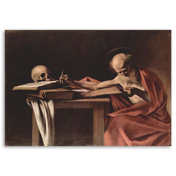 Dukmålning, Saint. Jerome skriver - Caravaggio reproduktion - 90x60