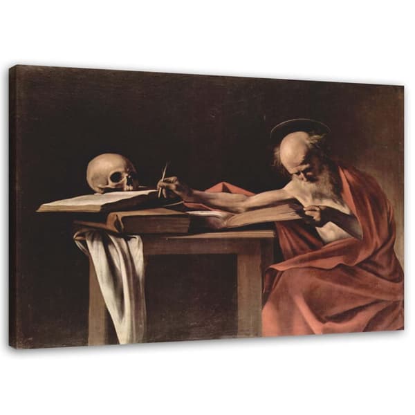 Dukmålning, Saint. Jerome skriver - Caravaggio reproduktion - 90x60