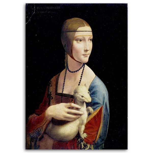Kuva kankaalle, Lady with an Ermine - Da Vinci -kopio - 60x90