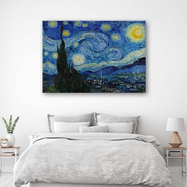 Bild på duk, Stjärnklar natt - V. van Gogh reproduktion - 120x80