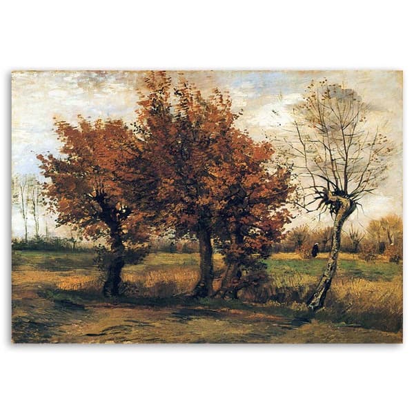 Kuva kankaalle, Syksyinen maisema neljällä puulla - V. van Goghin jäljennös - 100x70
