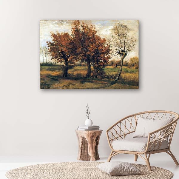 Kuva kankaalle, Syksyinen maisema neljällä puulla - V. van Goghin jäljennös - 100x70