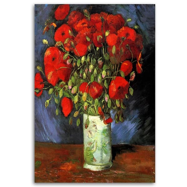 Maleri, Vase med røde valmuer - V. van Gogh reproduktion - 80x120