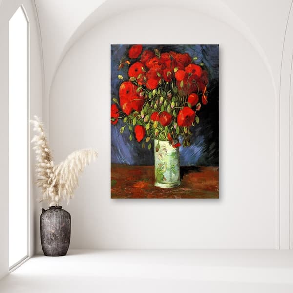 Maleri, Vase med røde valmuer - V. van Gogh reproduktion - 80x120