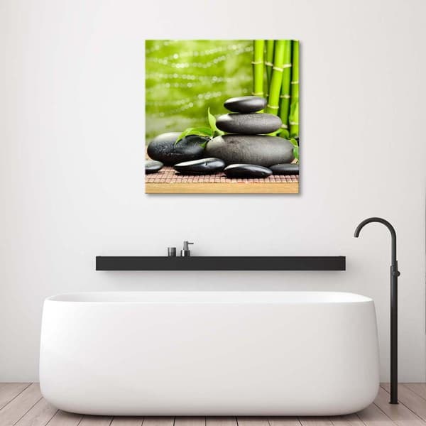 Billede på lærred, sorte sten og zen grøn - 60x60