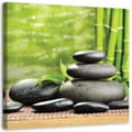 Miniatyrbillede 1 af 6: Billede på lærred, sorte sten og zen grøn - 60x60