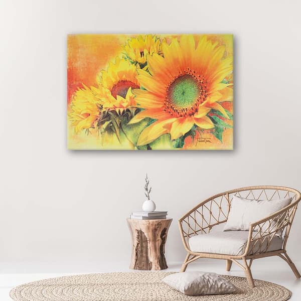 Billede på lærred, solsikker, håndmalet - 120x80
