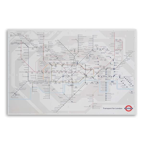 Billede på lærred, Londons undergrund - metrolinjeplan - 120x80