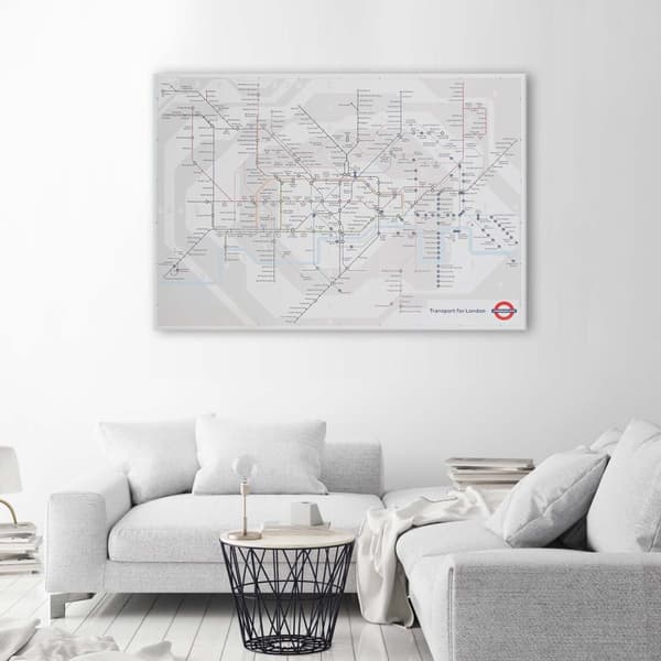 Billede på lærred, Londons undergrund - metrolinjeplan - 60x40