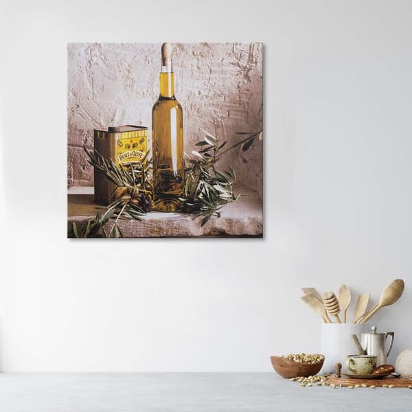 Kuva kankaalle, Oliiviöljy pöydällä - 50x50