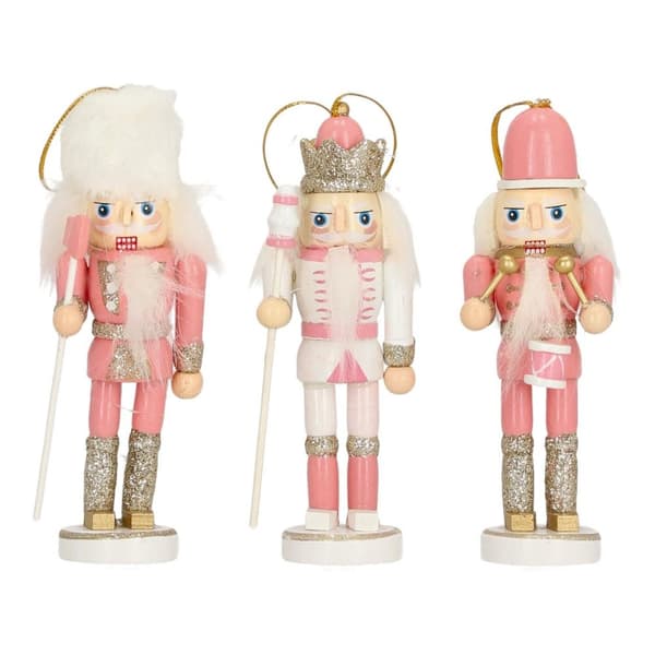 Setti 3 pähkinänsärkijä riipuksia, 12 cm, pinkki