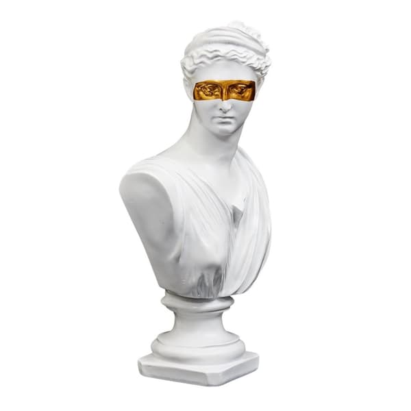 Aphrodite buste figur, hvid og guld