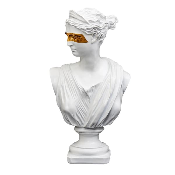 Aphrodite buste figur, hvid og guld