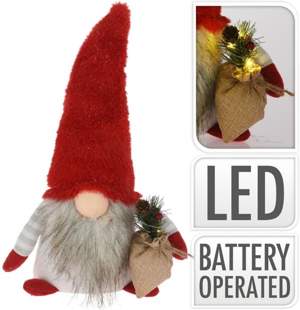 Gnome-hahmo 38cm punainen LED