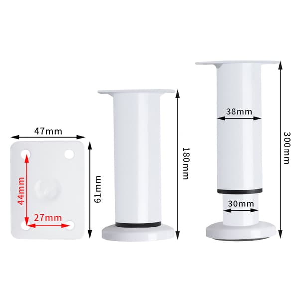 Høydejusterbart møbelbein 18-30 cm - Hvit