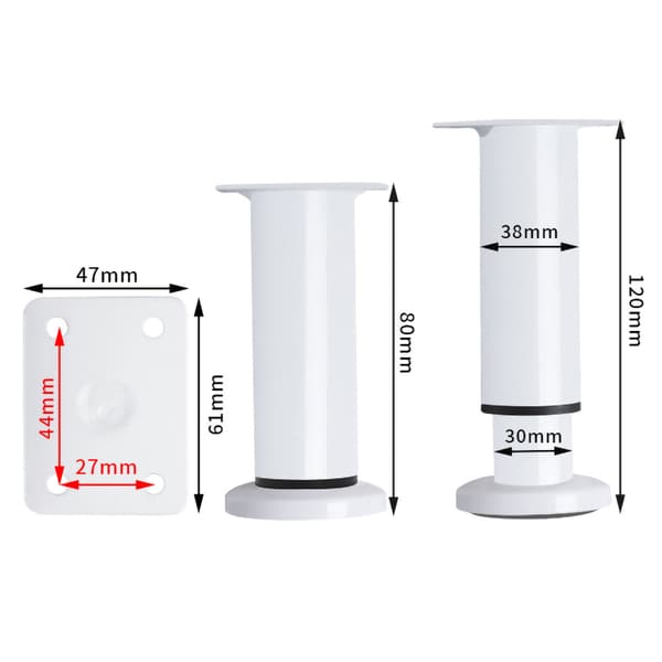 Høydejusterbart møbelbein 8-12 cm -Hvit