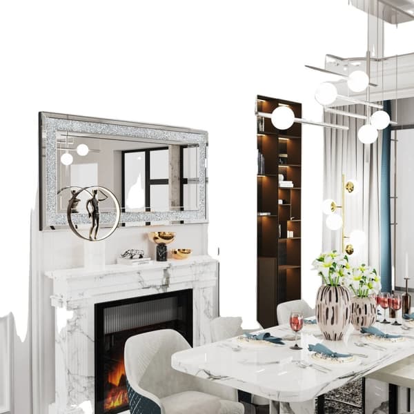 Væg spejl, Crush Diamond Design, Skråt Glas Ramme, Lys Grå