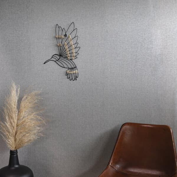 Art for the Home - Metalkunst - Hummingbird sort - 36x26cm