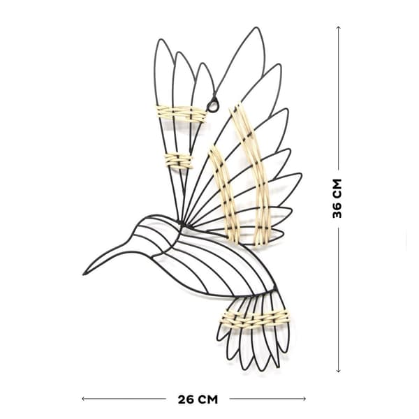 Art for the Home - Metalkunst - Hummingbird sort - 36x26cm