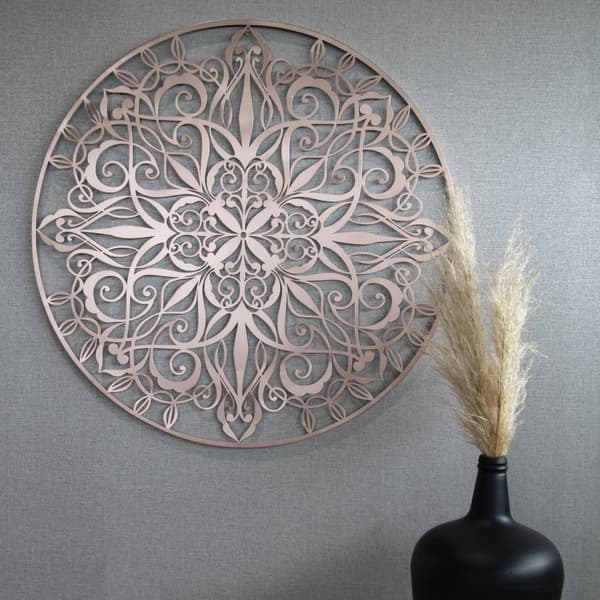 Art for the Home - Metalkunst - Luksus mandala rosa guld D80cm