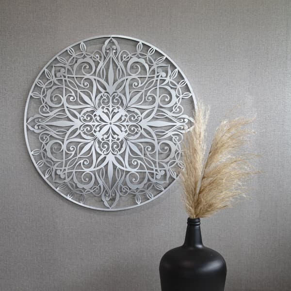 Art for the Home - Metal Art - Lyxig mandala silver D80cm