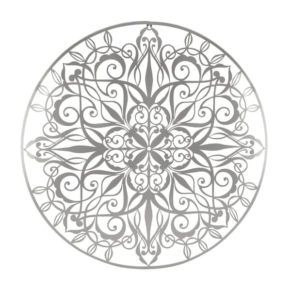Art for the Home - Metal Art - Lyxig mandala silver D80cm