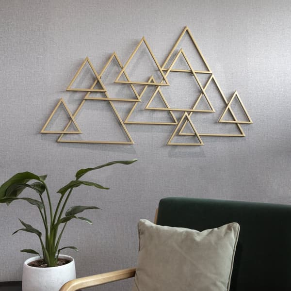Art for the Home - Metalkunst - Moderne trekanter guld 1,11m x 64cm