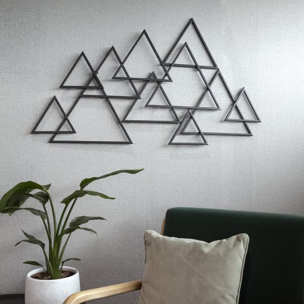 Art for the Home - Metallkonst - Moderna trianglar svart 1,11m x 64cm