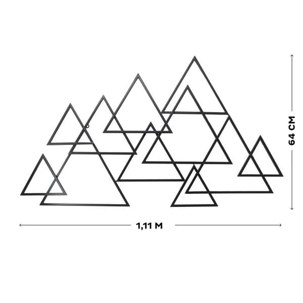 Art for the Home - Metallkonst - Moderna trianglar svart 1,11m x 64cm