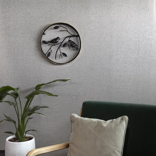 Art for the Home - Metalkunst - Fugle på gren sort - diameter 30cm
