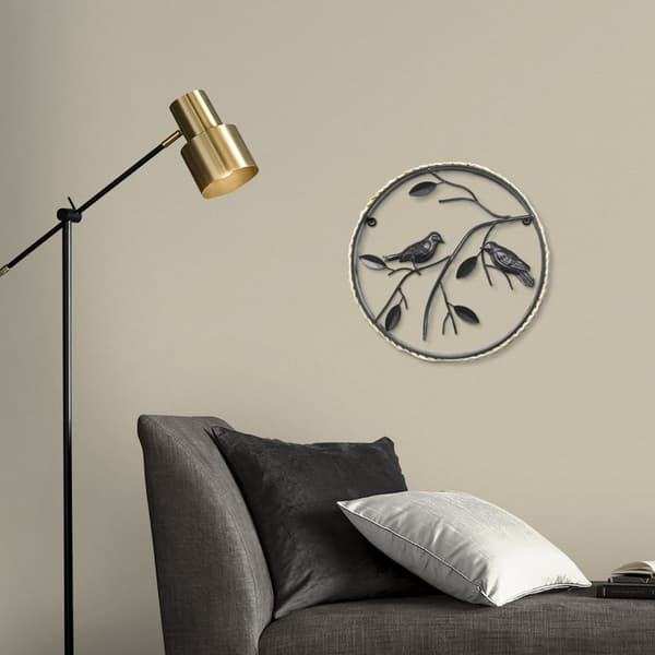 Art for the Home - Metalkunst - Fugle på gren sort - diameter 30cm
