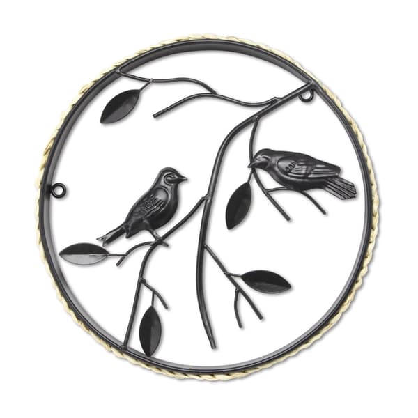 Art for the Home - Metalkunst - Fugle på gren sort - diameter 30cm