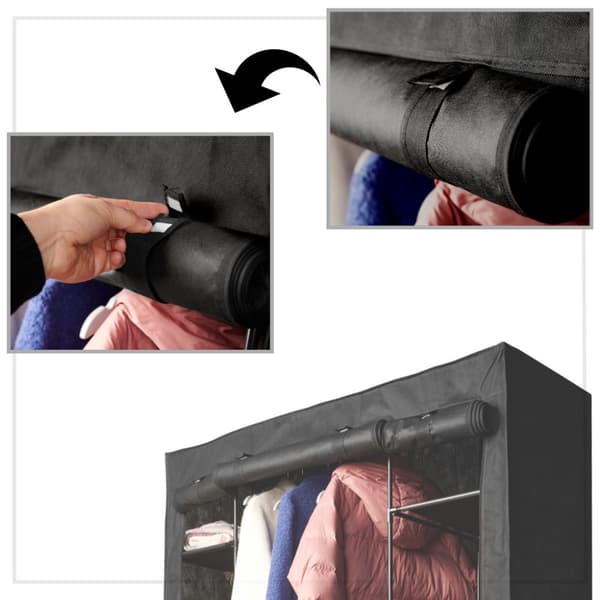 Sammenfoldelig stofgarderobe til XXL-tøj, sort