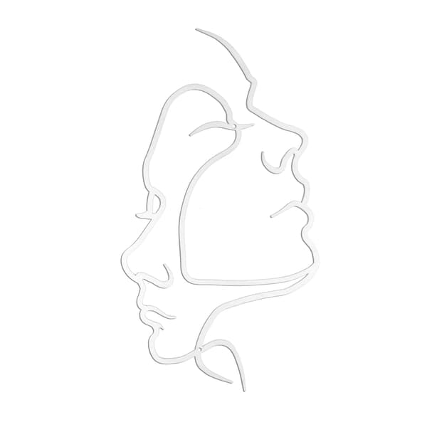 Metallinen seinäkoriste Faces - Valkoinen