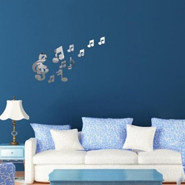 Koristepeilisarja 3D Musical Notes Red