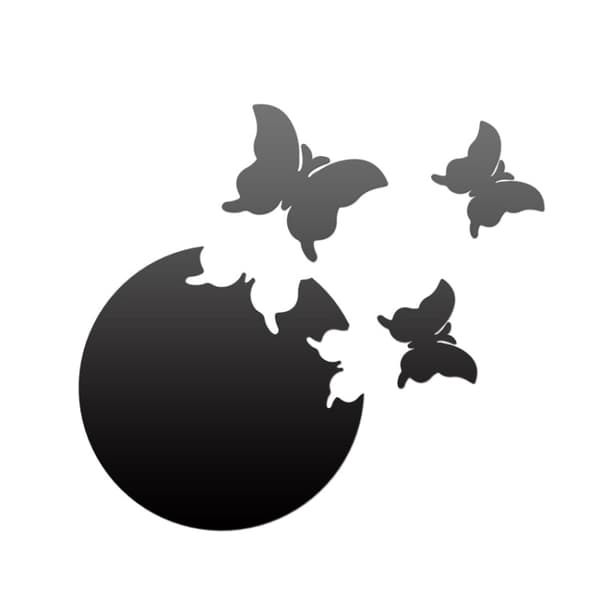 Koristepeilisarja 3D 4kpl/Set ButterflyBlack