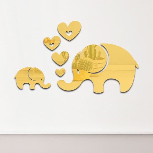 Koristepeilisarja 3D 6kpl/Set Elephant Gold